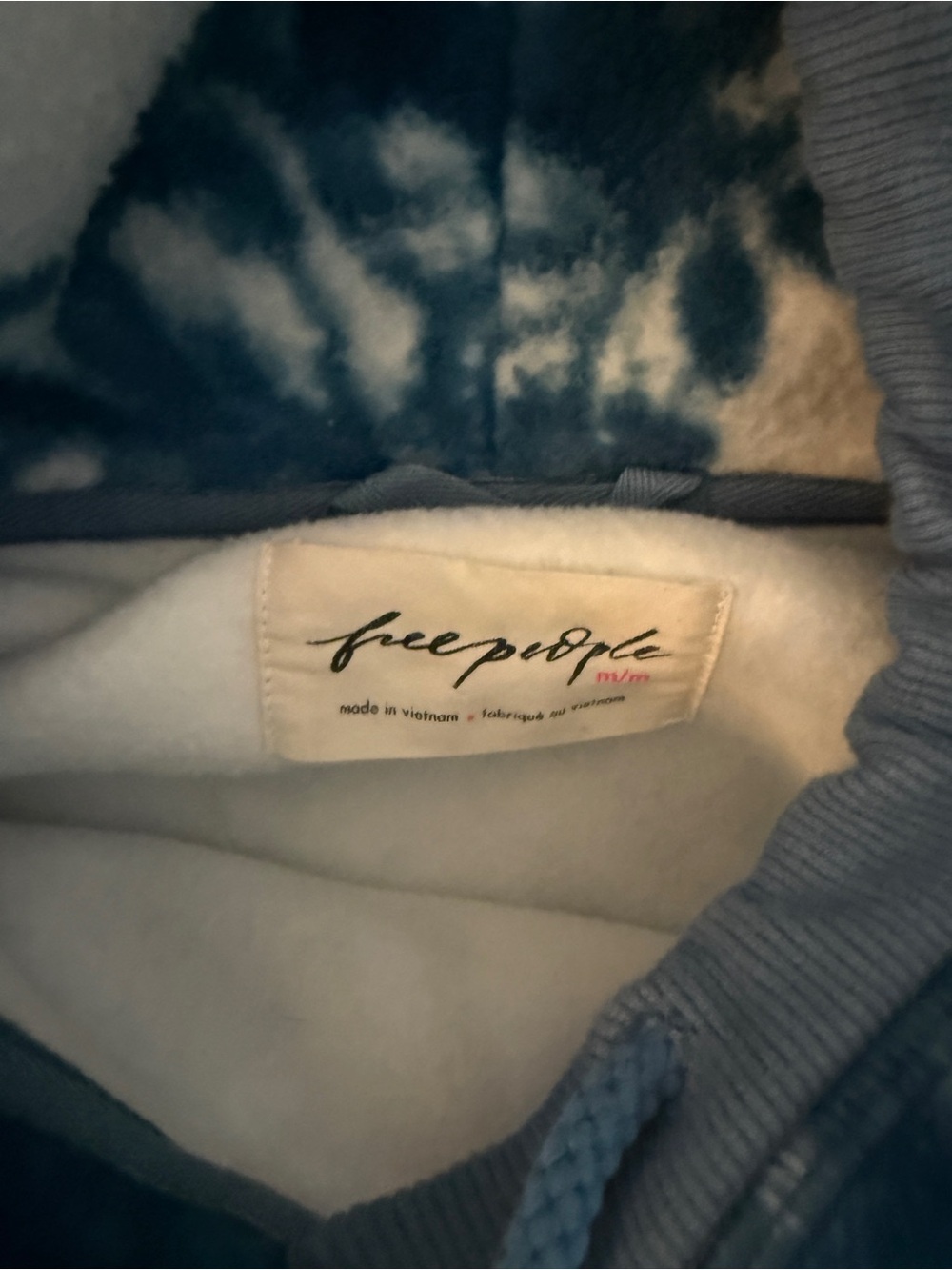 Free People Blue Floral Hooded Fleece Pullover - Picture 2 of 3